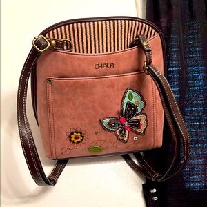Chala Brown Backpack with Butterfly Applique